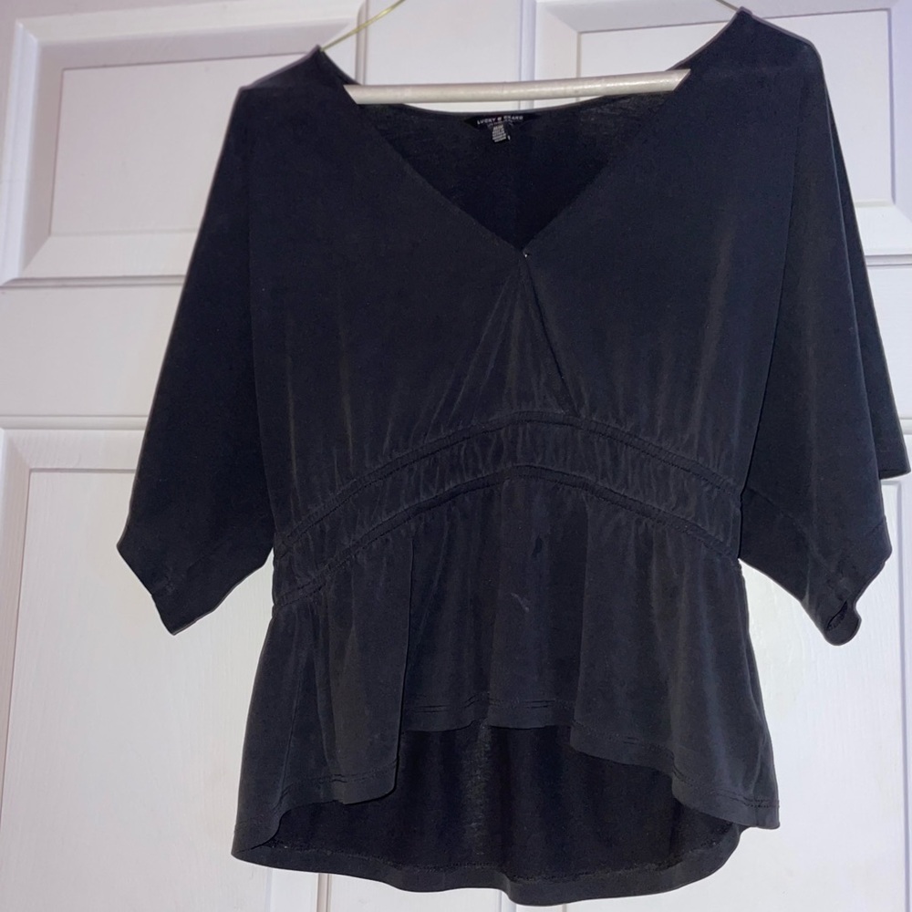 Lucky Brand woman’s short sleeve, loose fit v-neck.